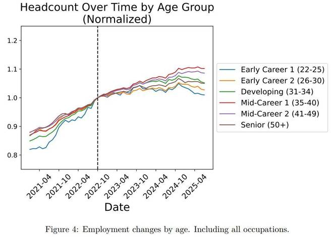在美国打工人越老越吃香22-25岁新人最先被AI淘汰(图7)